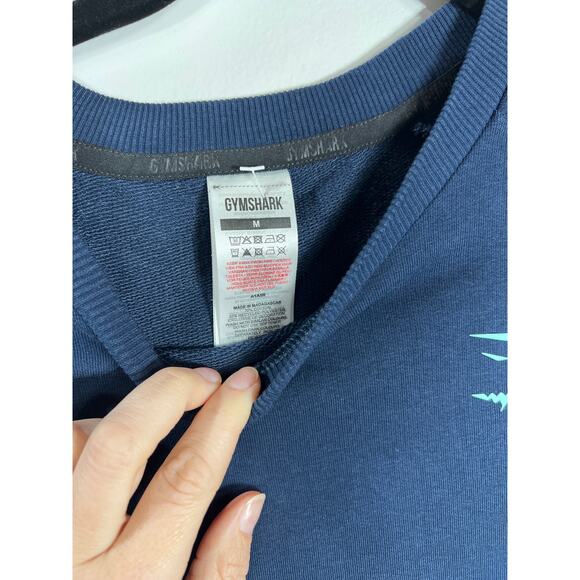 Gymshark Men's M Navy Pullover Spell Out Athletic Gym Casual Everyday - Picture 2 of 6